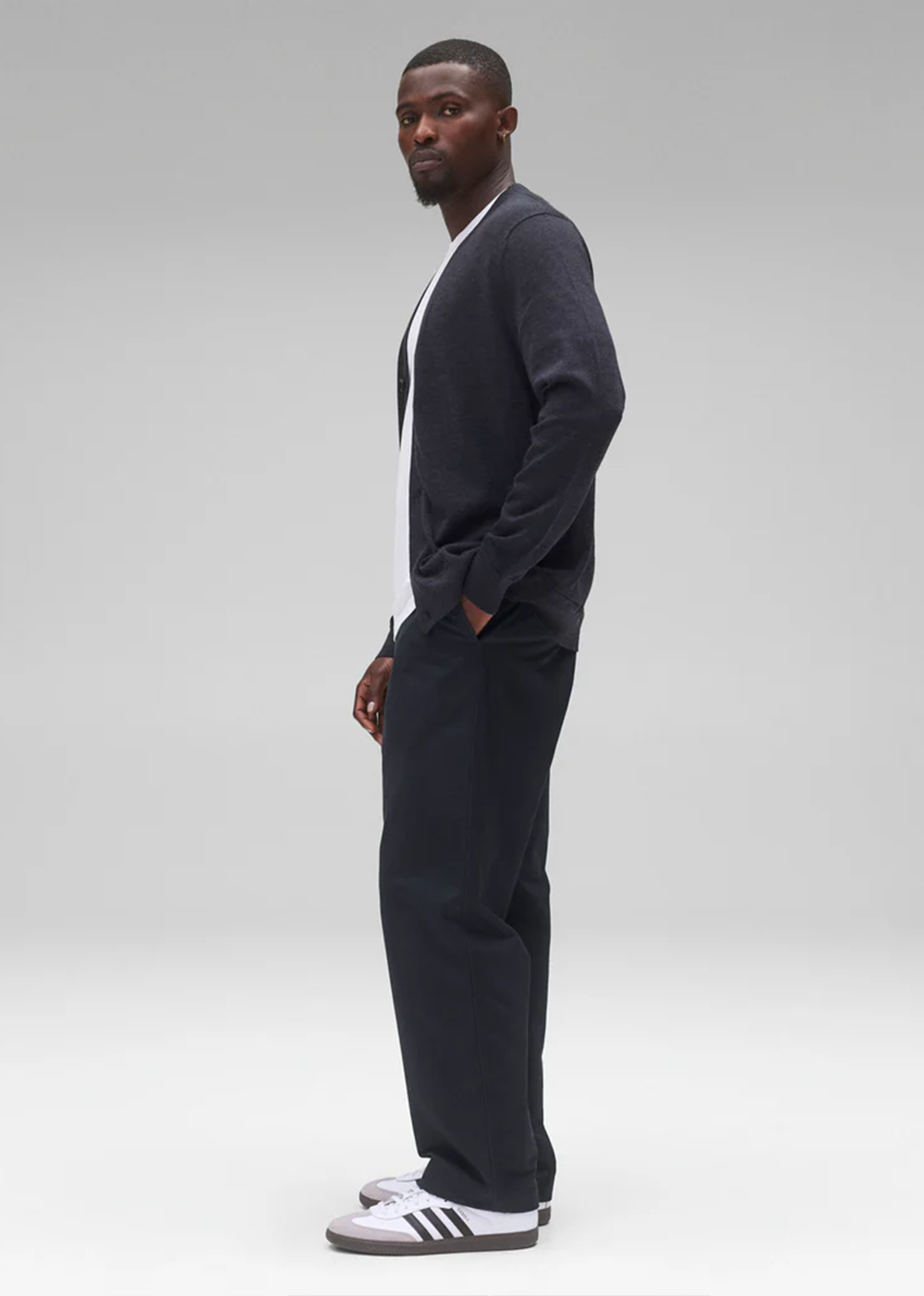 Lightweight Merino Harry Cardigan - Heather Navy - Reigning Champ Canada - Danali