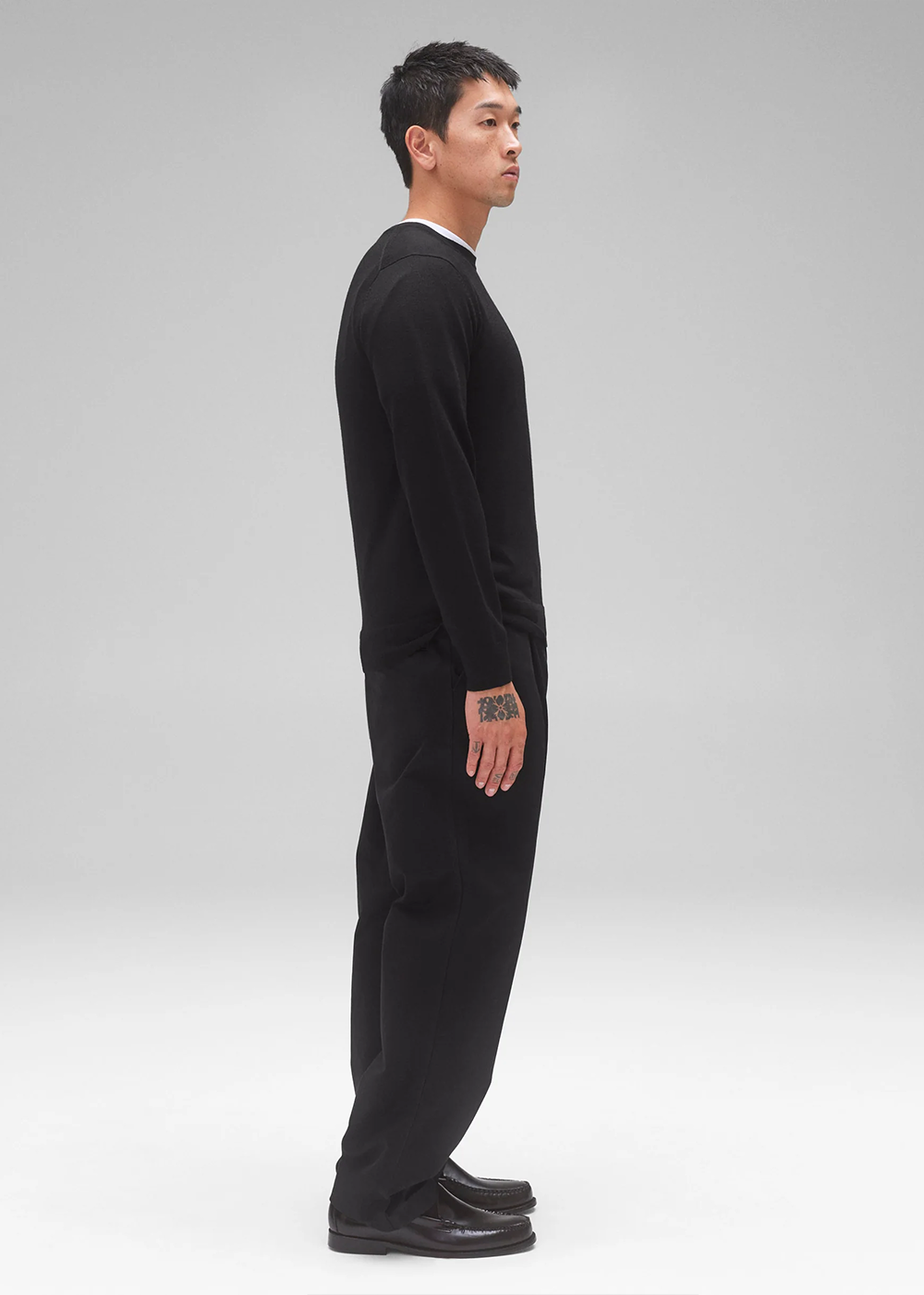 Reigning Champ Lightweight Merino Harry Crewneck Black - Reigning Champ Canada - Danali