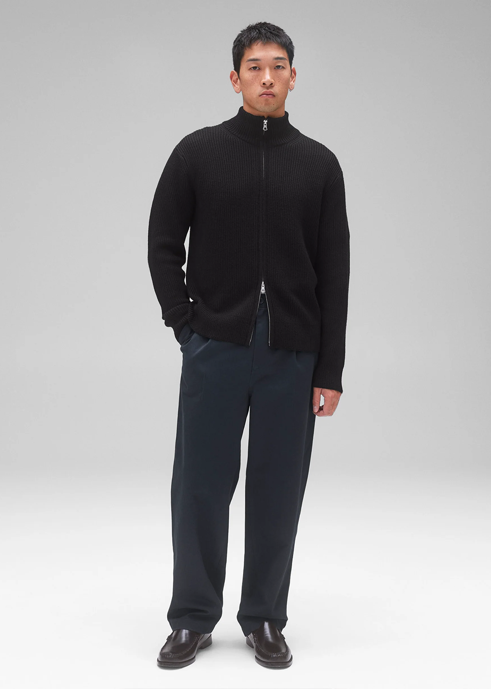 Merino Rib Vinnie Track Jacket - Black - Reigning Champ Canada - Danali