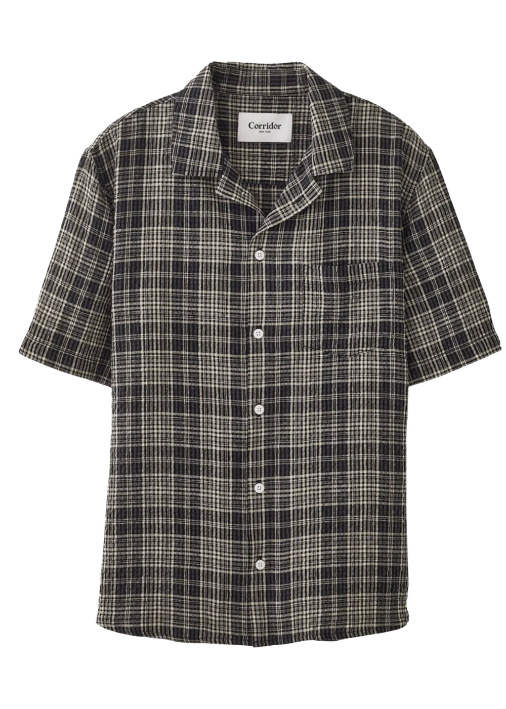Plaid Seersucker SS Shirt - Black - Corridor Canada - Danali - SS0247