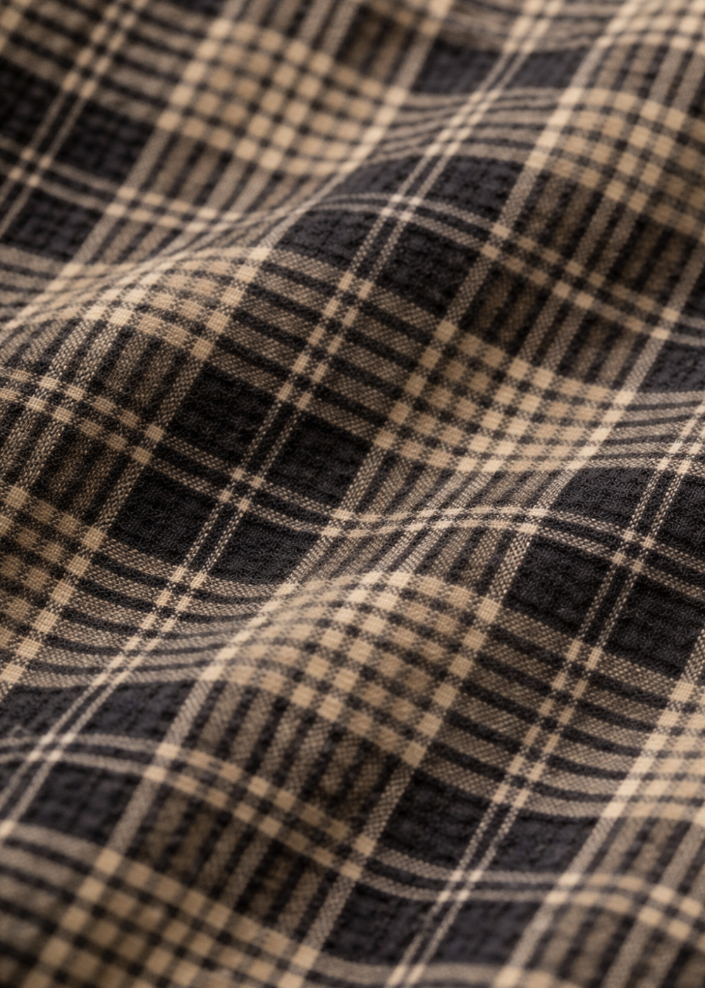 Plaid Seersucker SS Shirt - Black - Corridor Canada - Danali - SS0247
