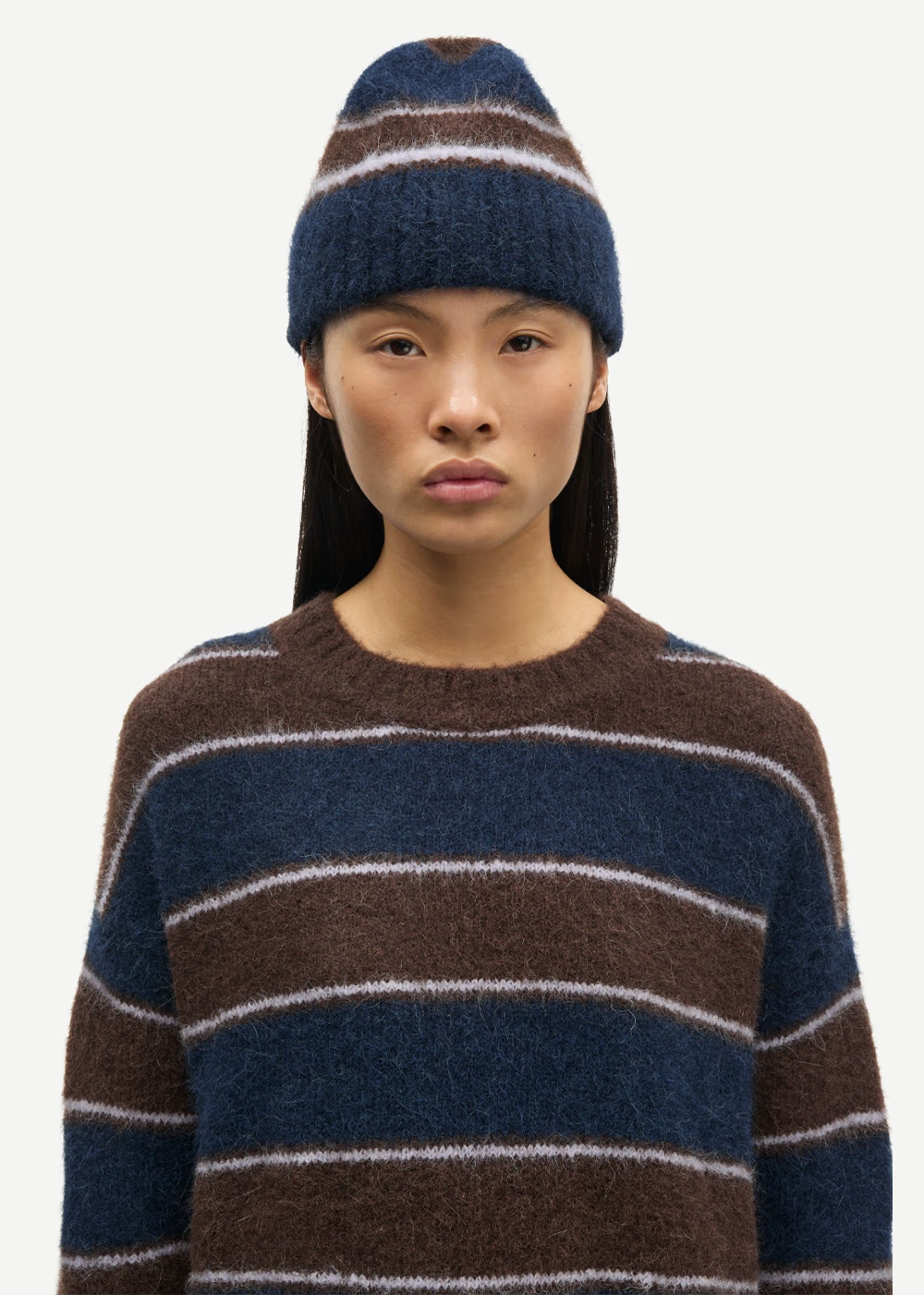 Sajeanne Stripe Beanie - Black Coffee - Samsoe Samsoe Canada - Danali