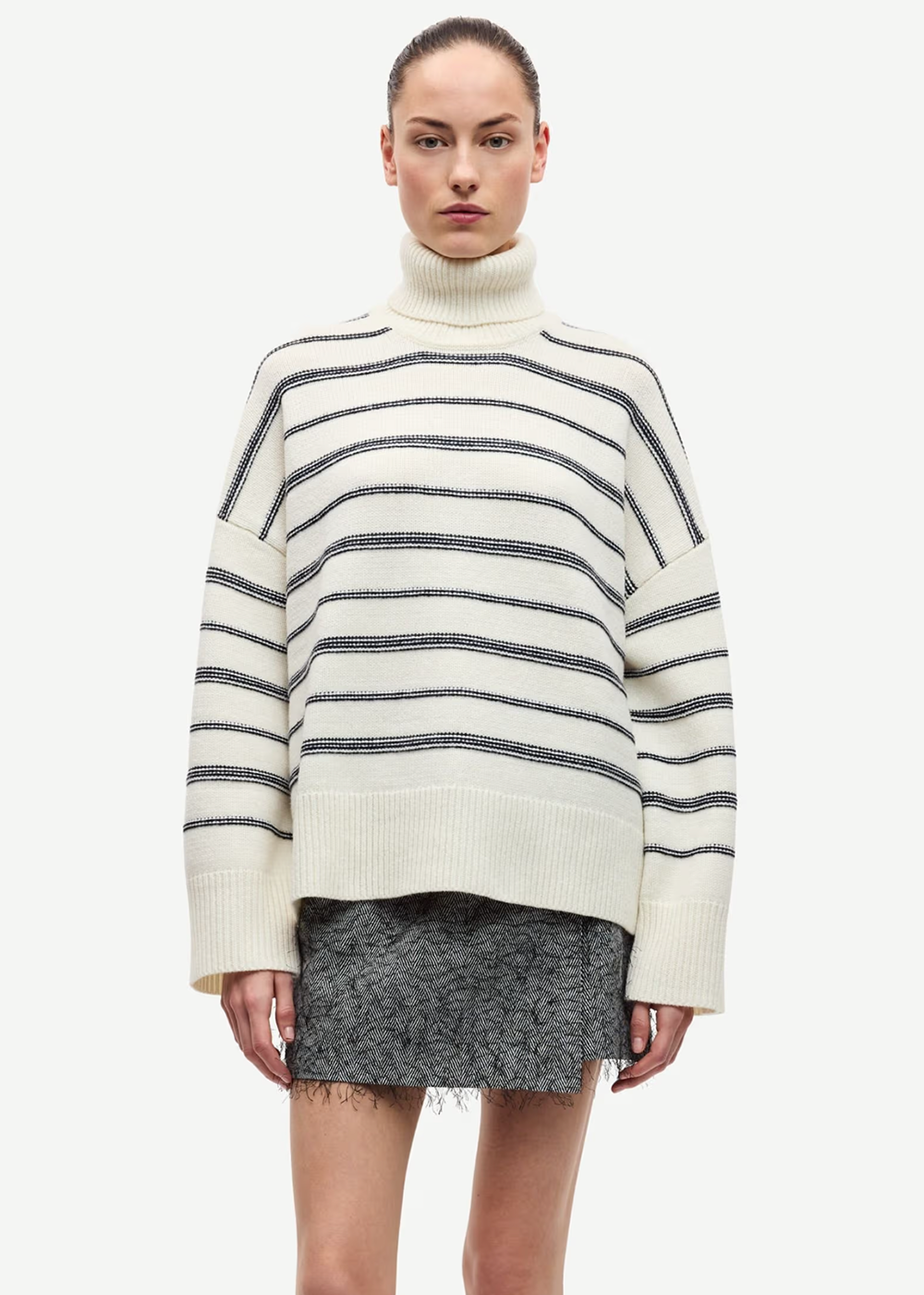 Sakeiku Stripe Turtleneck Sweater - Clear Cream - Samsoe Samsoe Canada - Danali