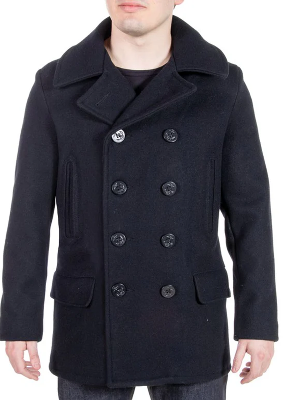 Melton Wool Peacoat - 782USA - Navy - Schott Canada - Danali