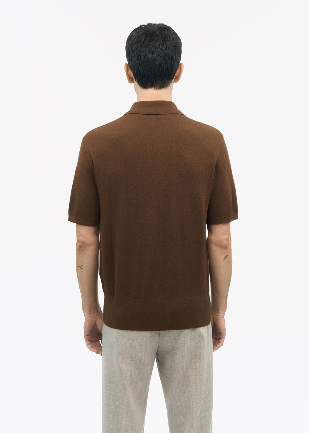 Araawen Knit Polo - Gold Brown - Tiger of Sweden Canada - Danali