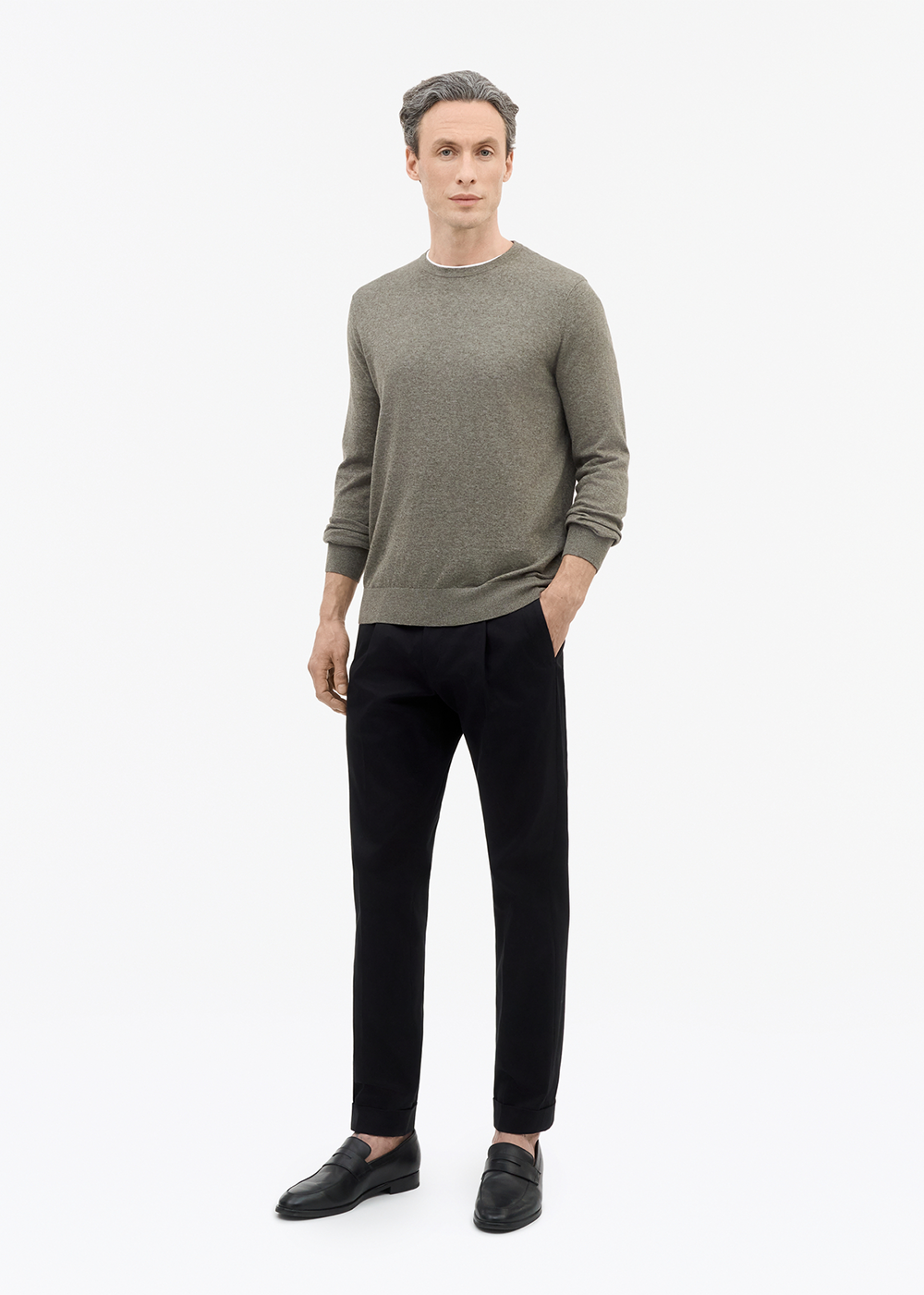 Connor Linen Blend Sweater - Medium Grey Melange - Tiger of Sweden Canada - Danali