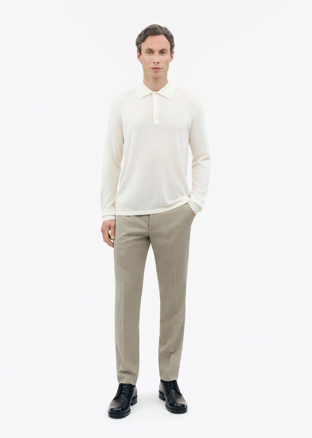 Eross Knit Polo Sweater - White Smoke - Tiger of Sweden Canada - Danali