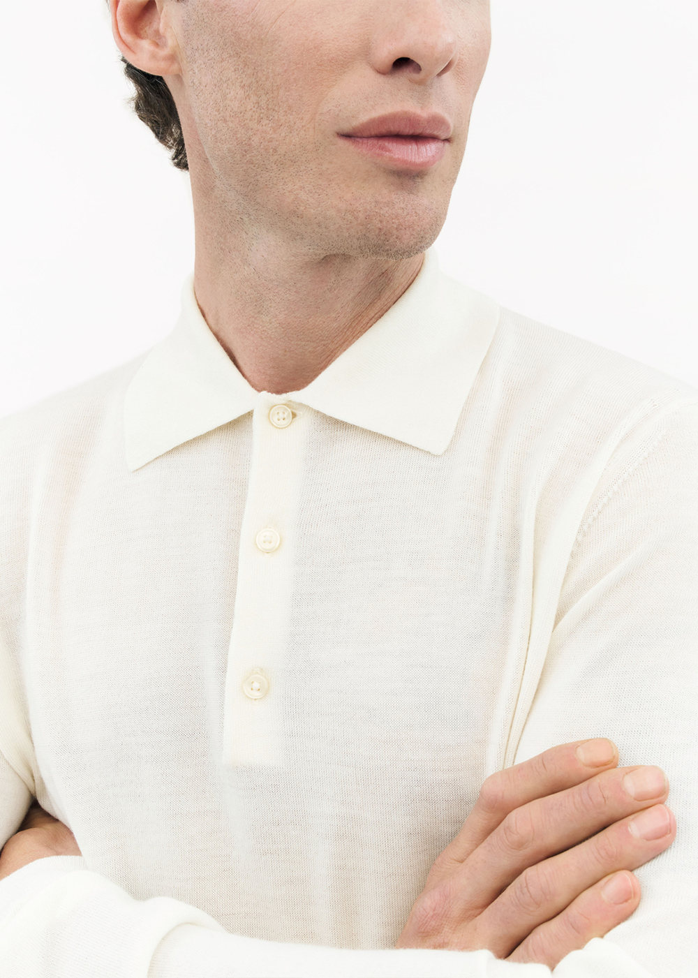 Eross Knit Polo Sweater - White Smoke - Tiger of Sweden Canada - Danali
