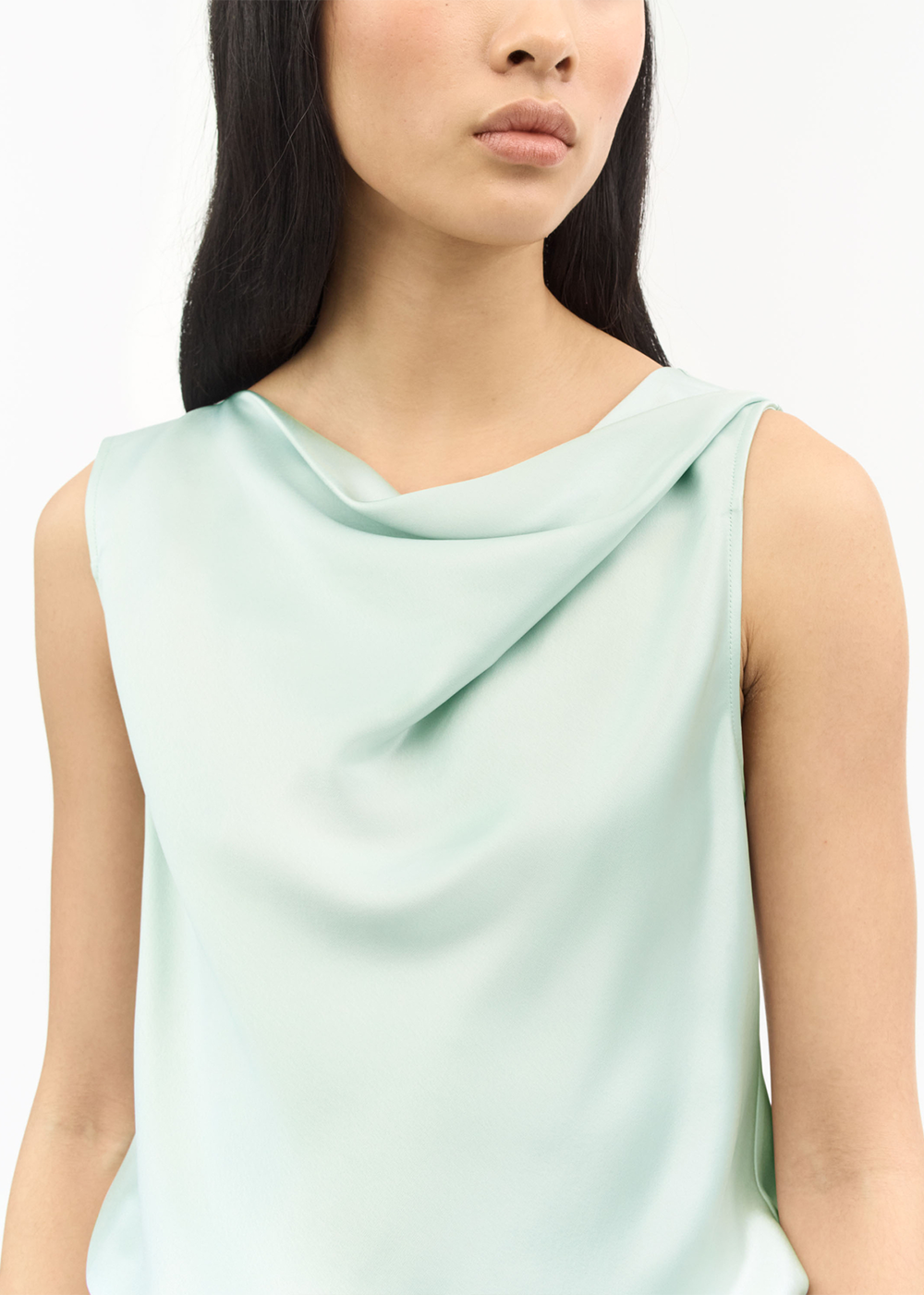Helvie Satin Shirt - Faded Green - Tiger of Sweden Canada - Danali