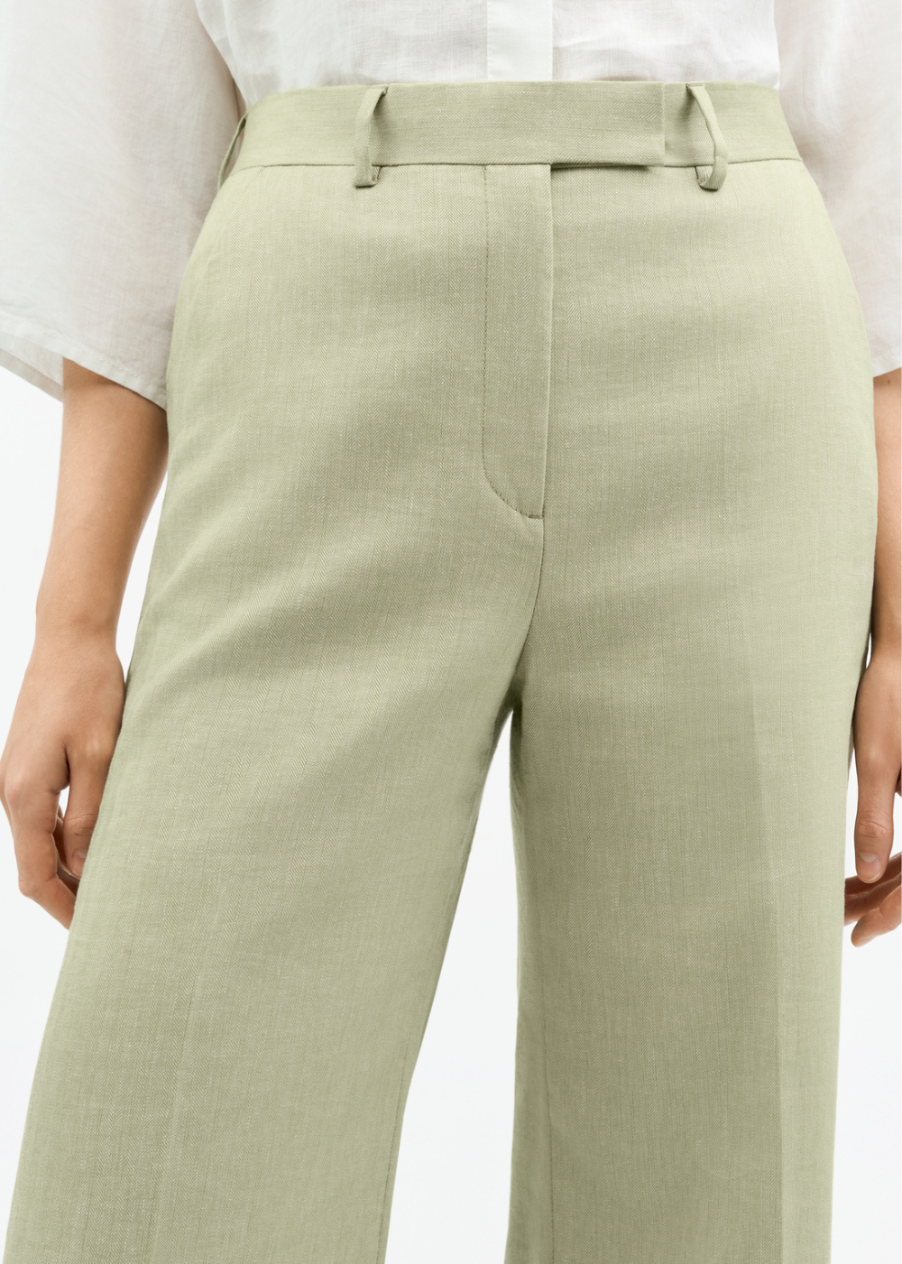 Irit Linen Herringbone Trouser - Sage Wisdom - Tiger of Sweden Canada - Danali