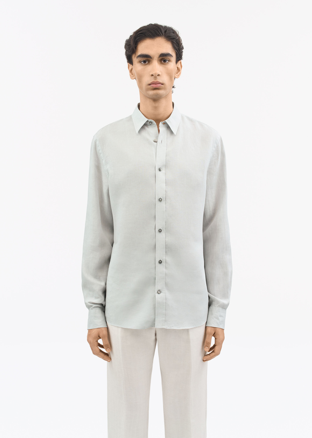 Spenser Linen Shirt - Pale Grey Blue - Tiger of Sweden Canada - Danali