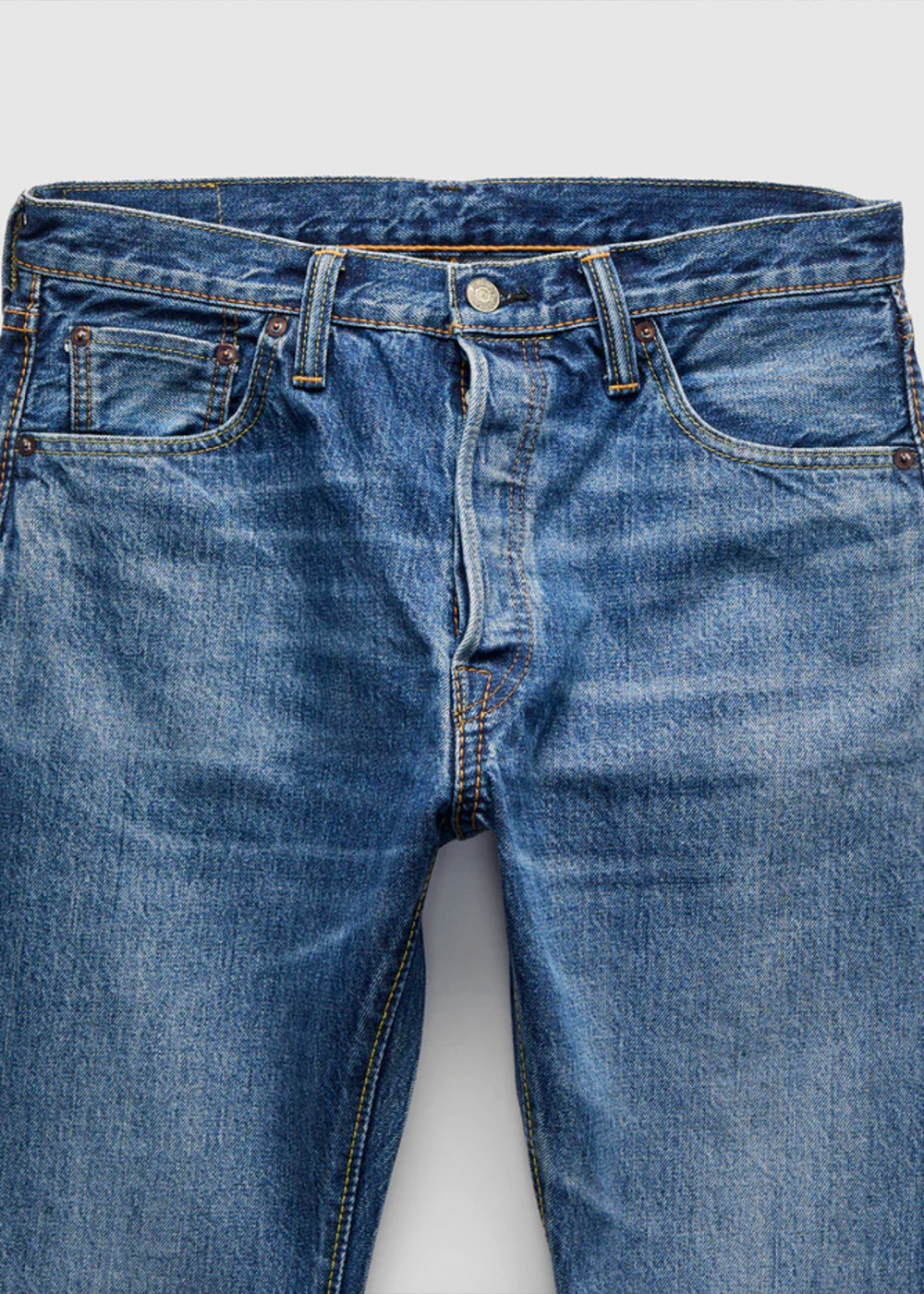 14oz Nep Denim Natural Used Wash Relaxed Tapered Jean - Indigo/White - Pure Blue Japan Canada - Danali - USED-019