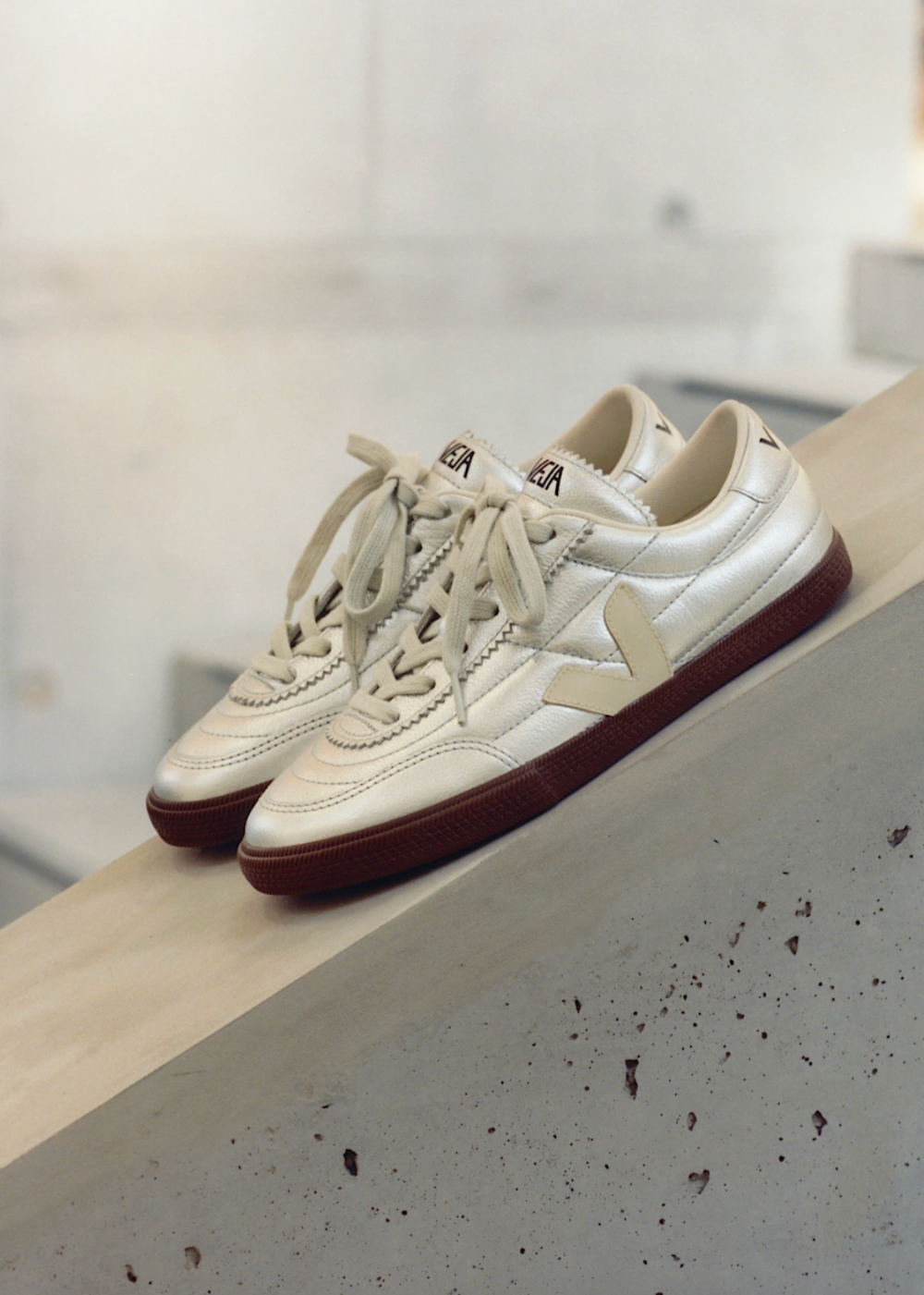 Panenka Metallic Leather Sneakers - Silver/Pierre/Bark - Veja Sneakers Canada - Danali