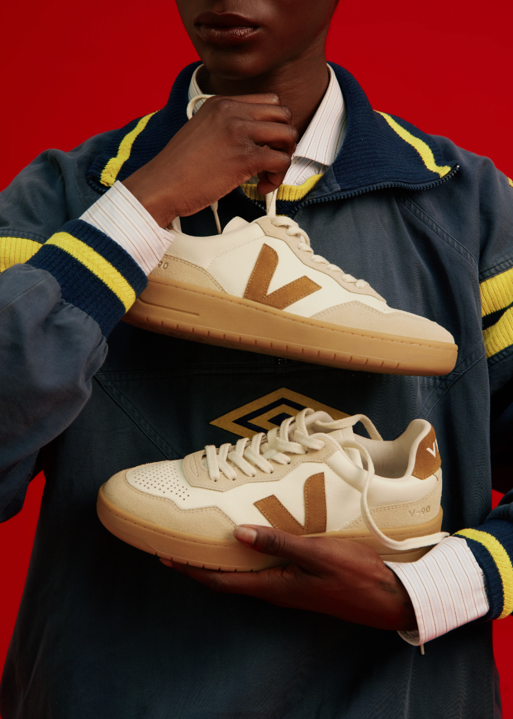 V-90 Leather Sneakers - Pure Camel/Almond/Natural - Veja Sneakers Canada - Danali