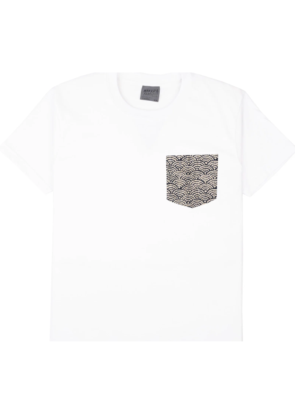 Pocket Tee - Seigaiha Waves - Naked and Famous Denim Canada - Danali -W03140520-WHT
