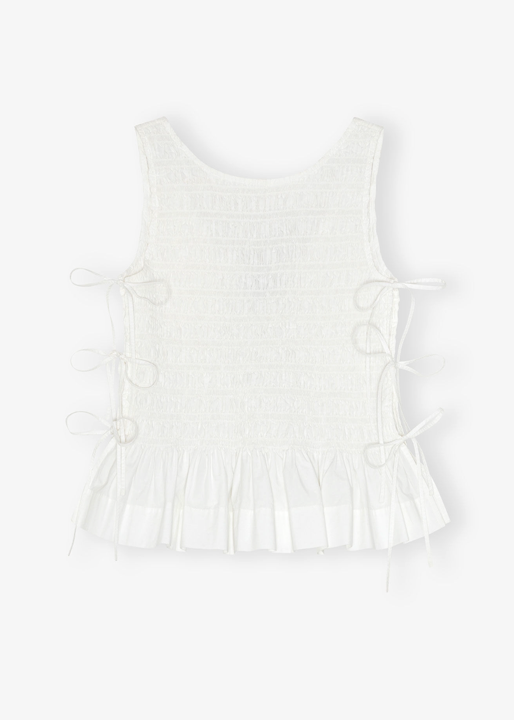 Cotton Poplin Smock Tie String Top - Bright White - GANNI Canada - Danali - W0886