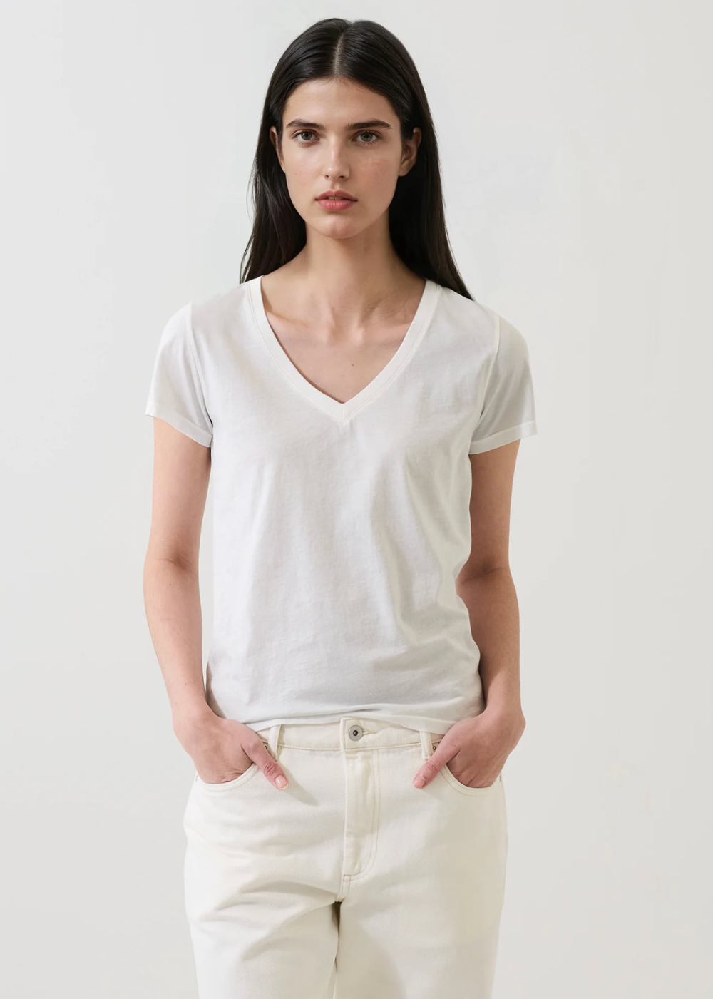 Classic Reverse Spray Pima V-Neck T-Shirt - Glacier - Patrick Assaraf Canada - Danali - W92V21B