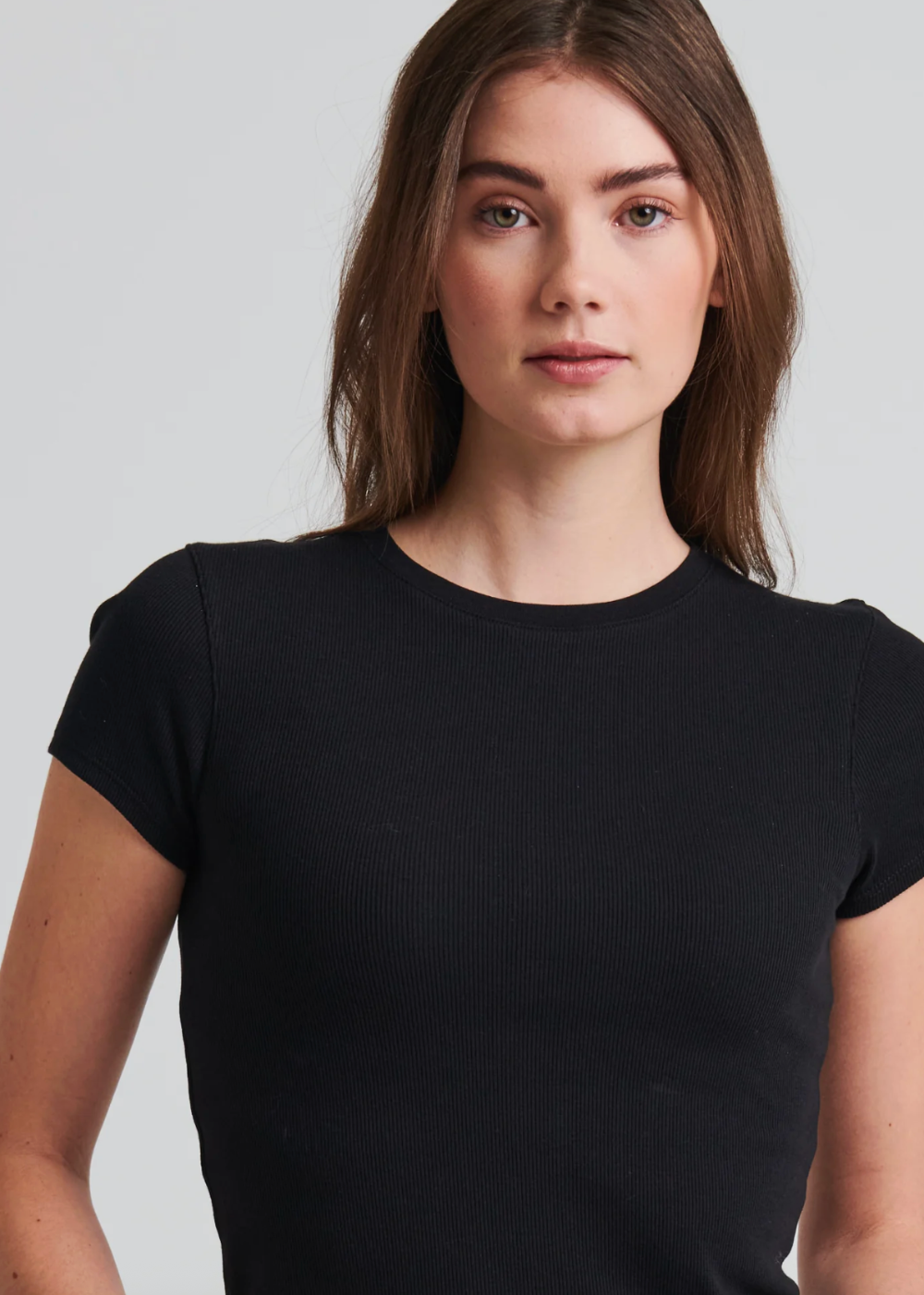 Cotton Modal Rib Baby Tee - Black - Patrick Assaraf Canada - Danali - W954C24