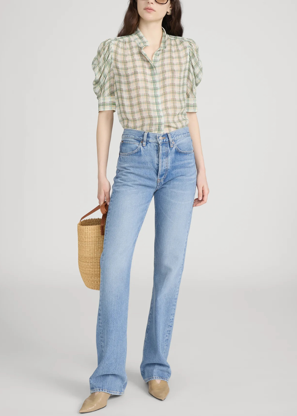 The Gillian Top - Jade Green Plaid - FRAME Canada - Danali - WE26WBL037-JDGP