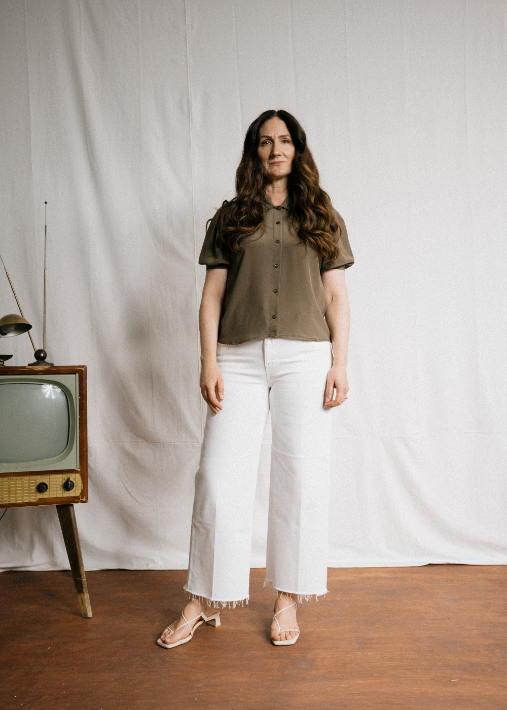 The Silk Prim Blouse - Deep Olive - FRAME Canada - Danali - WF25WBL006