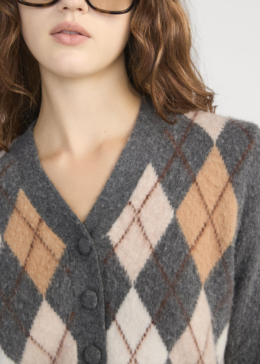 The Brushed Argyle Cardigan - Grey Multi - FRAME Canada - Danali - WS26KSW007-GRMU 