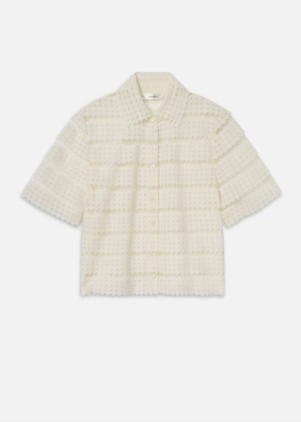 The Lattice Crochet Blouse - Cream - FRAME Canada - Danali - WS26WBL021-CREA