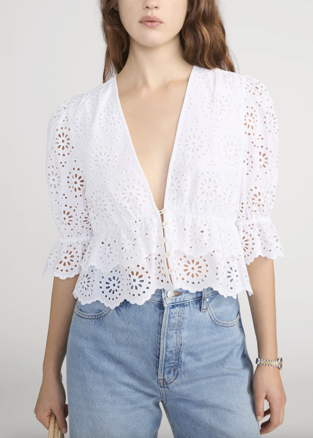 The Solstice Eyelet Blouse - White - FRAME Canada - Danali - WS26WBL036-WHT