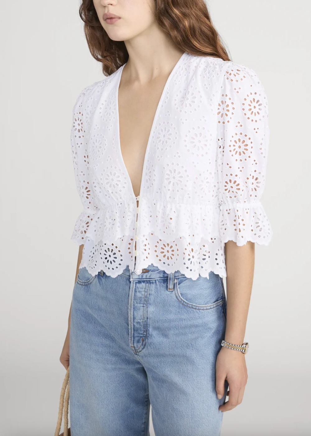 The Solstice Eyelet Blouse - White - FRAME Canada - Danali - WS26WBL036-WHT