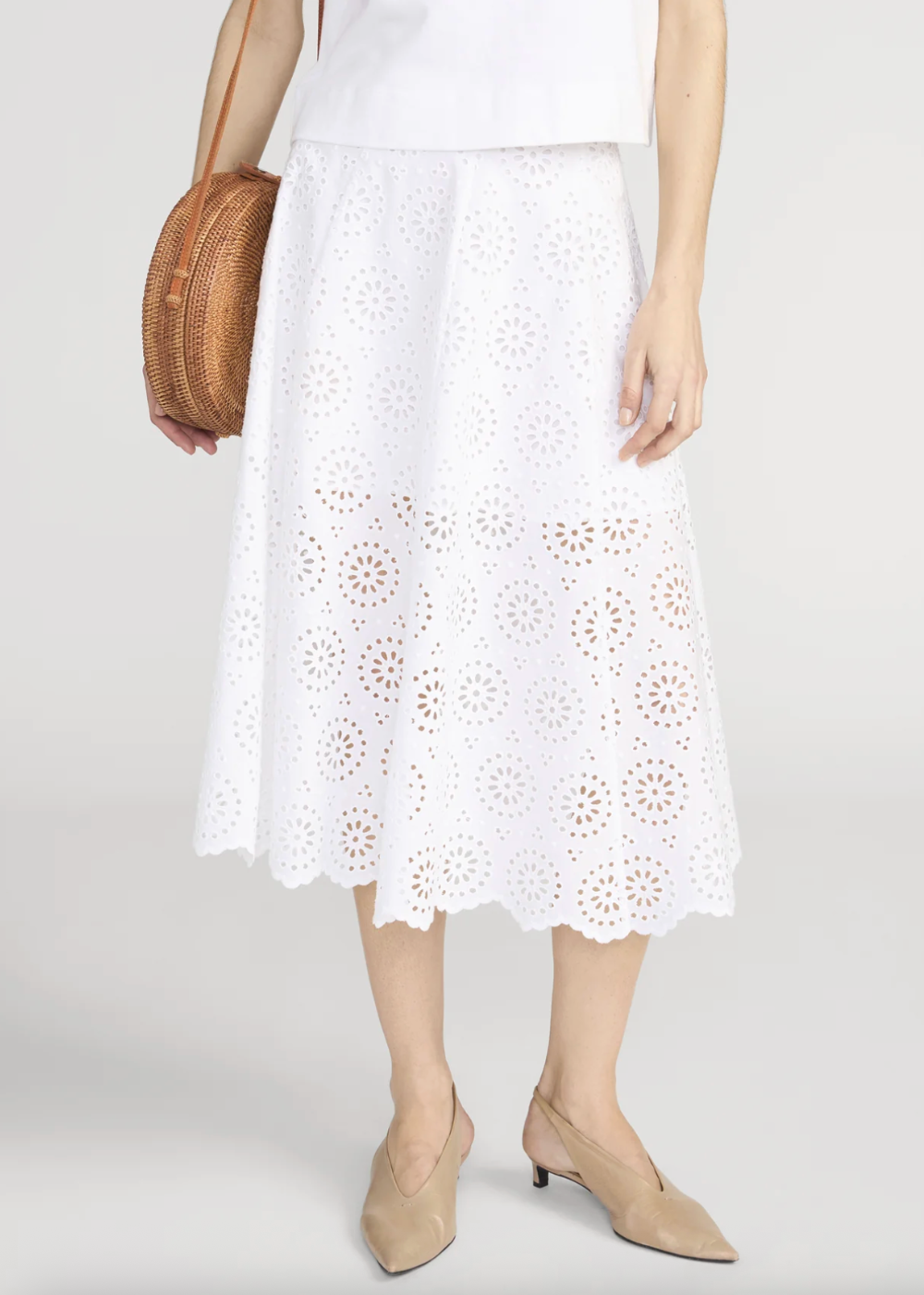 The Solstice Eyelet Skirt - White -FRAME Canada - Danali - WS26WSK004-WHT