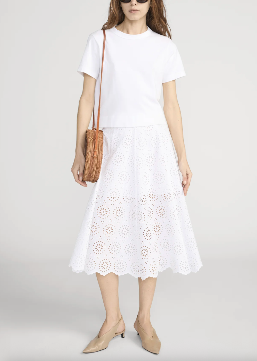 The Solstice Eyelet Skirt - White -FRAME Canada - Danali - WS26WSK004-WHT
