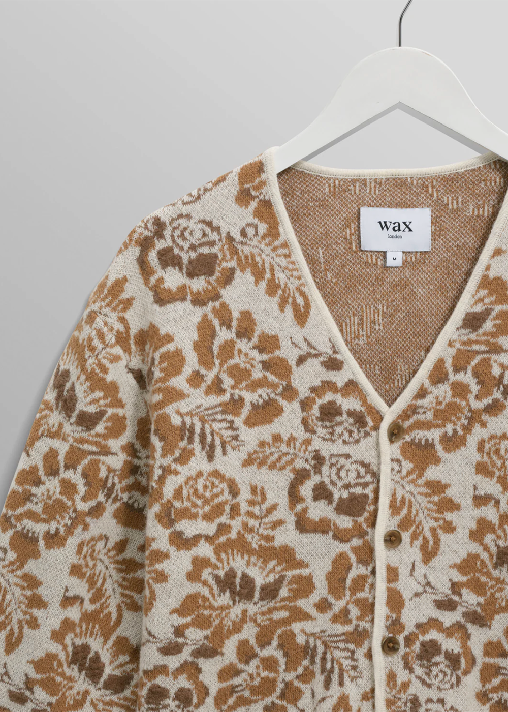 Alban Cardigan Floral Jacquard - Natural/Brown - Wax London Canada - Danali