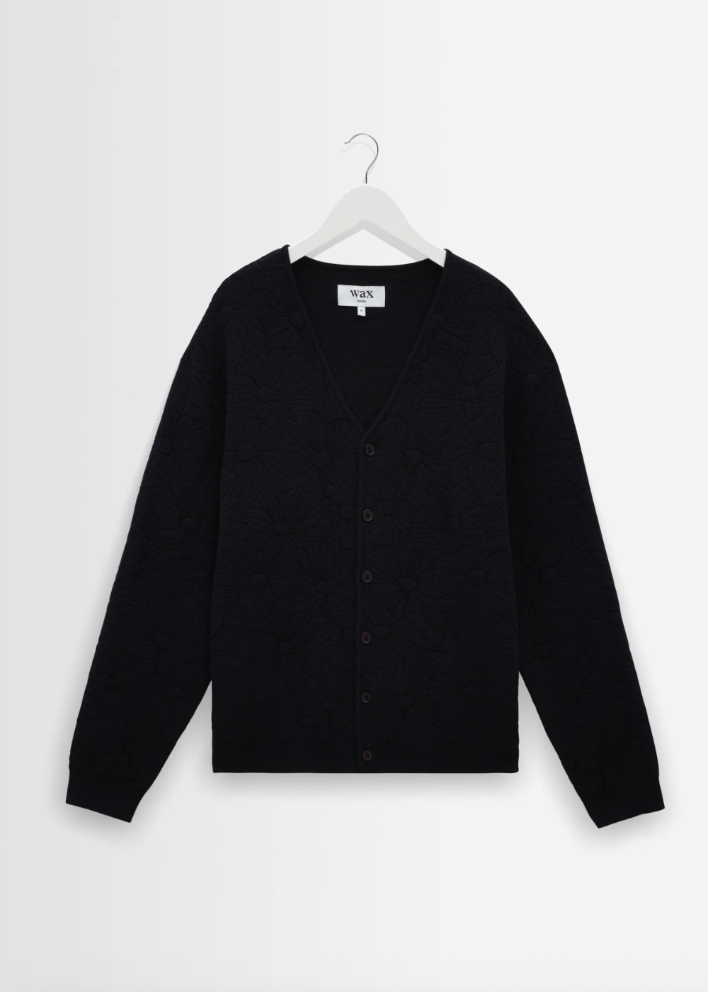 Alban Cardigan Flower Jacquard - Navy/Black - Wax London Canada - Danali