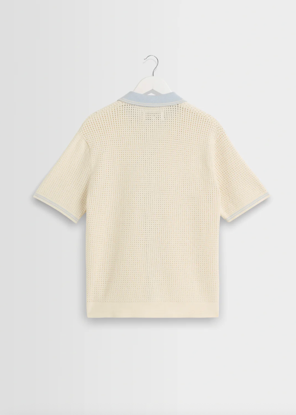 Belle SS Shirt Tipped Pointelle - Ecru/Pale Blue - Wax London Canada - Danali