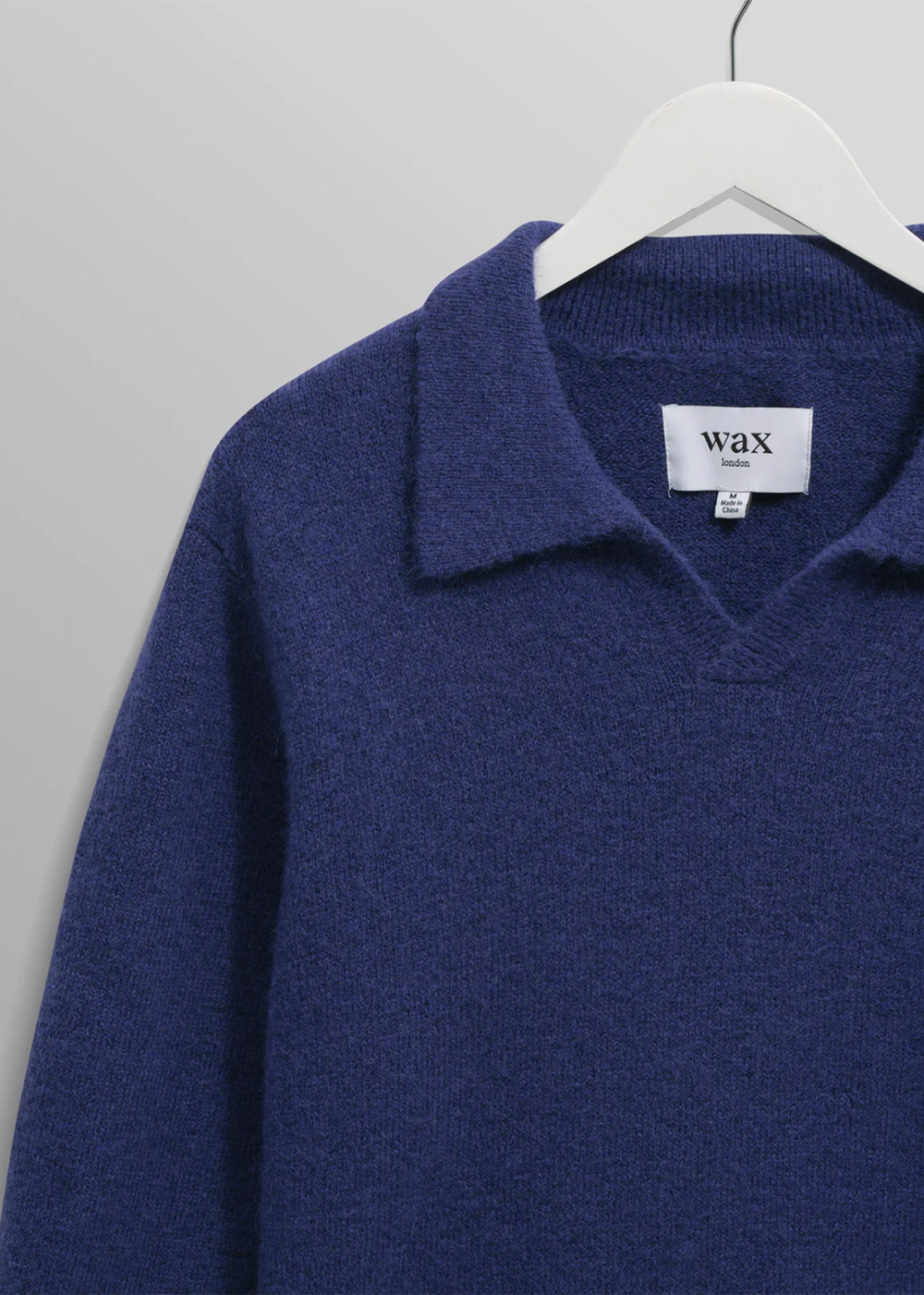 Carter Fluffy Wool Open Collar Polo - Blue - Wax London Canada - Danali