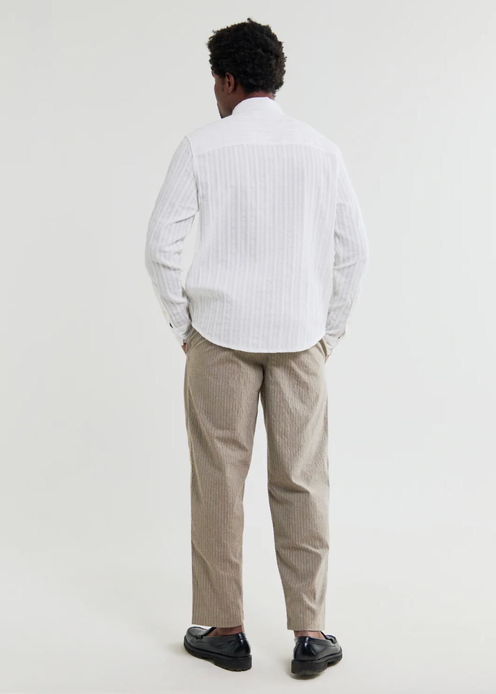 Dartford LS Shirt Dobby Stripe Cotton - White - Wax London Canada - Danali