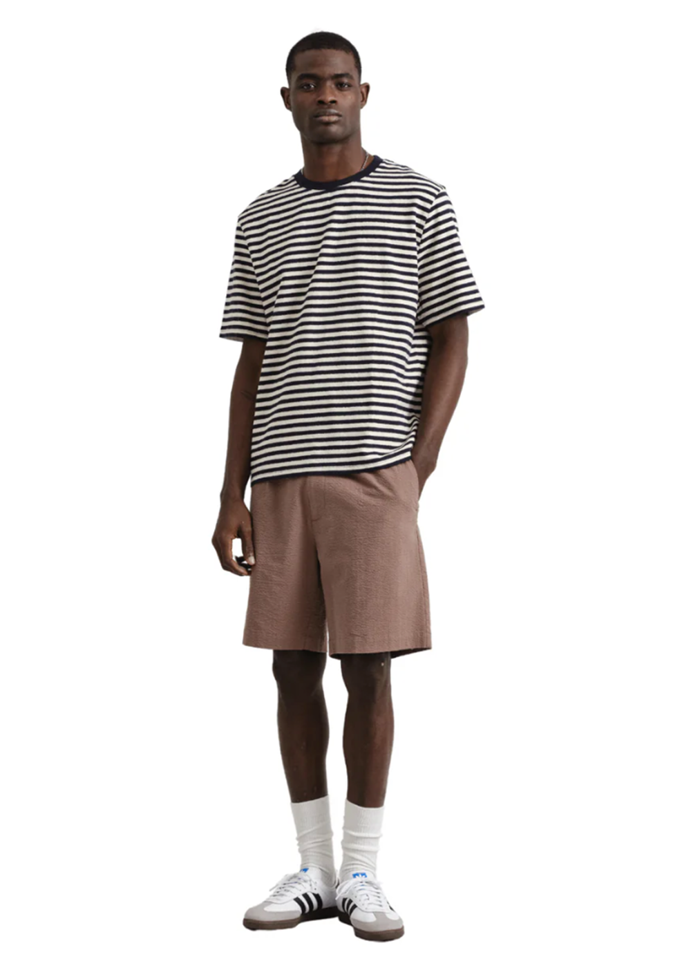 Wax London Dean Jolt Stripe Deck Short Sleeve Tee Navy Ecru - Danali
