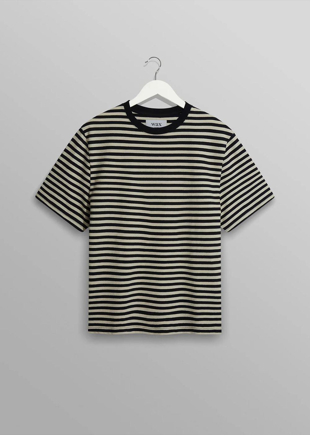 Dean SS Tee Block Stripe - Blue/Ecru - Wax London Canada - Danali