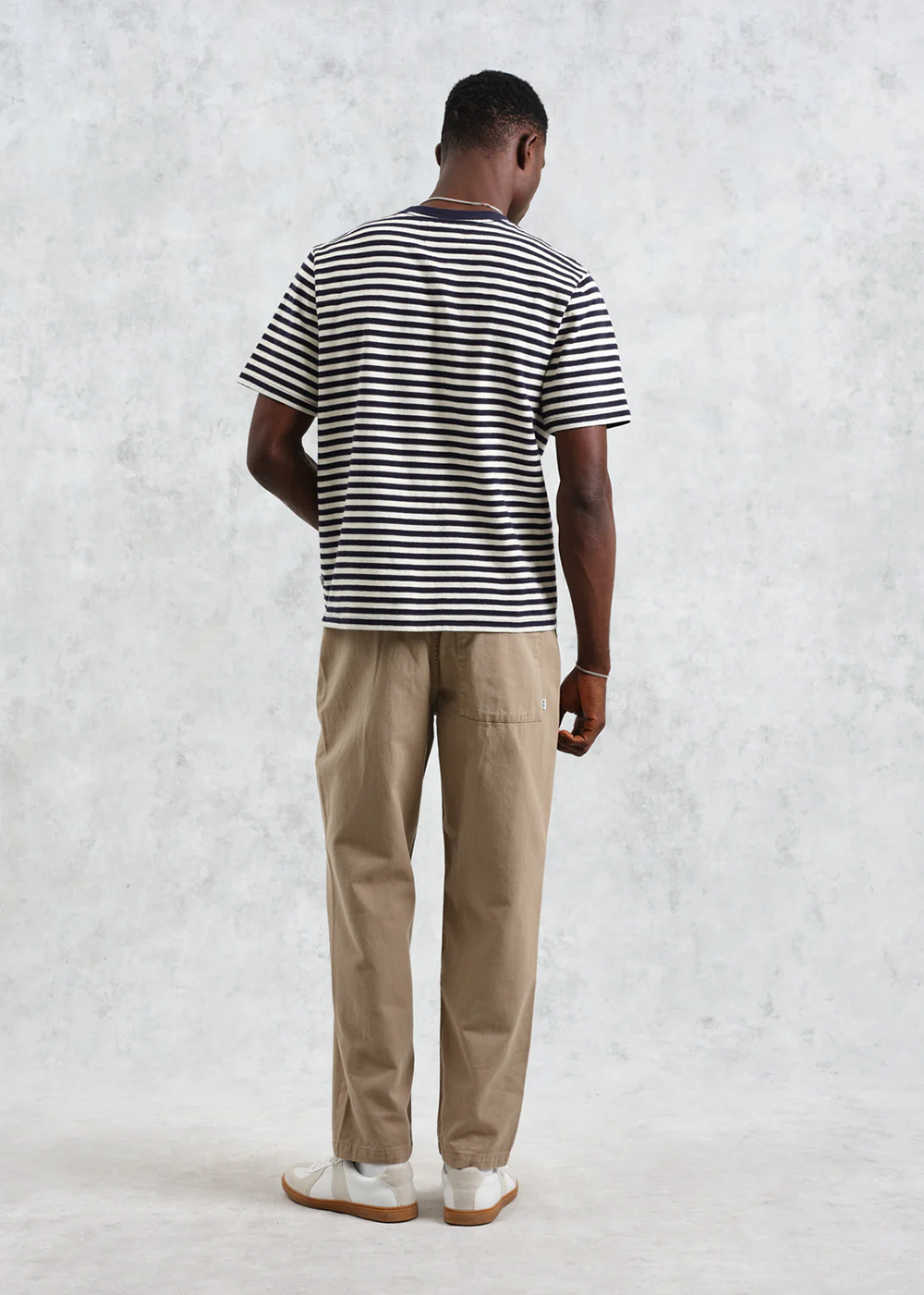 Dean SS Tee Block Stripe - Blue/Ecru - Wax London Canada - Danali