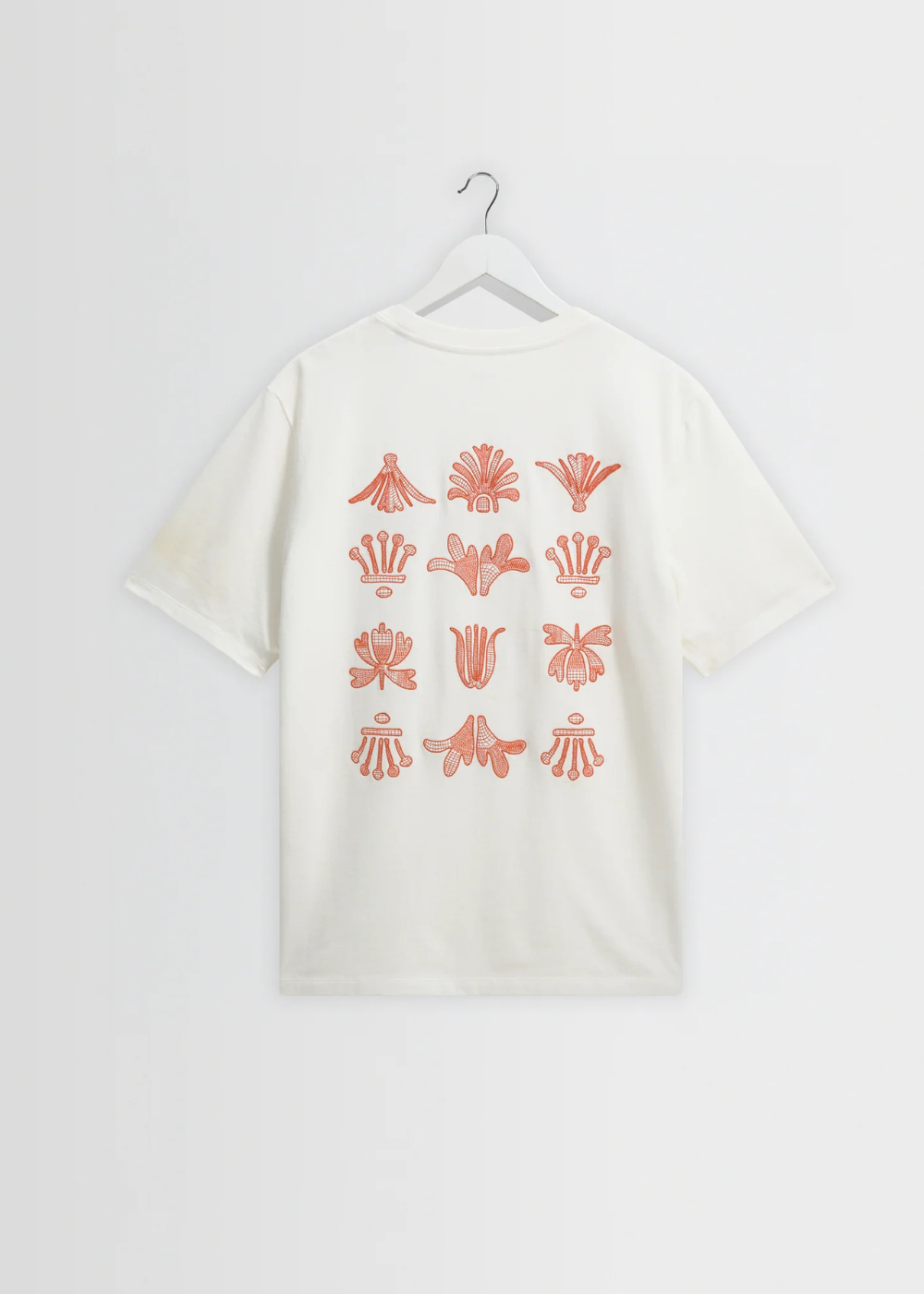 Dean SS Tee Grid Logo Embroidery - Ecru/Rust - Wax London Canada - Danali