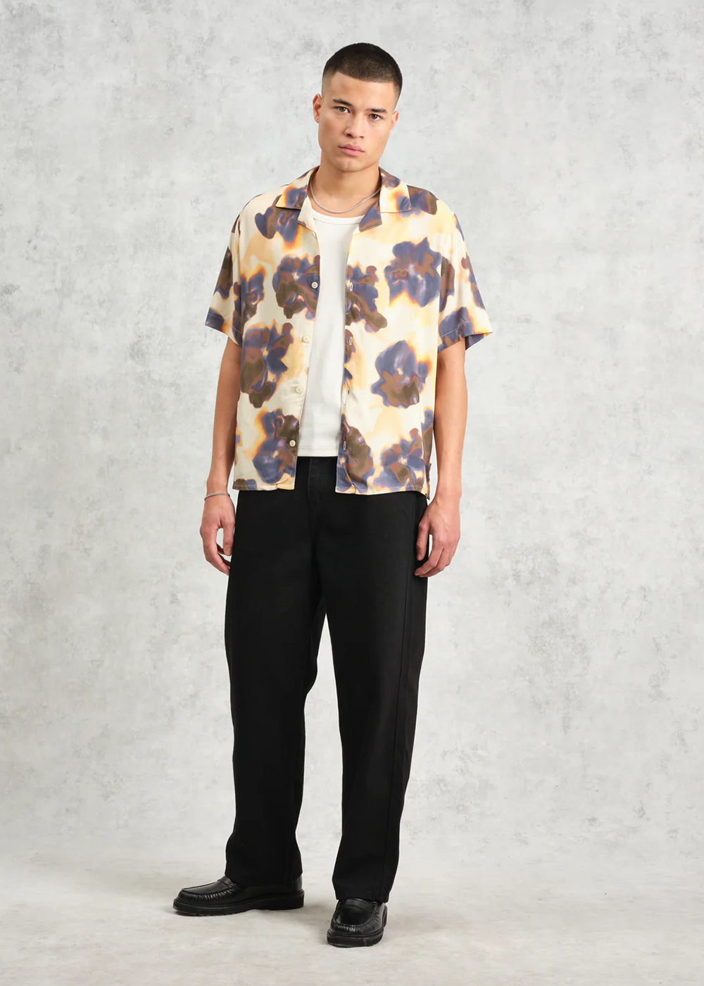 Didcot SS Shirt Blur Floral - Peach/Blue - Wax London Canada - Danali