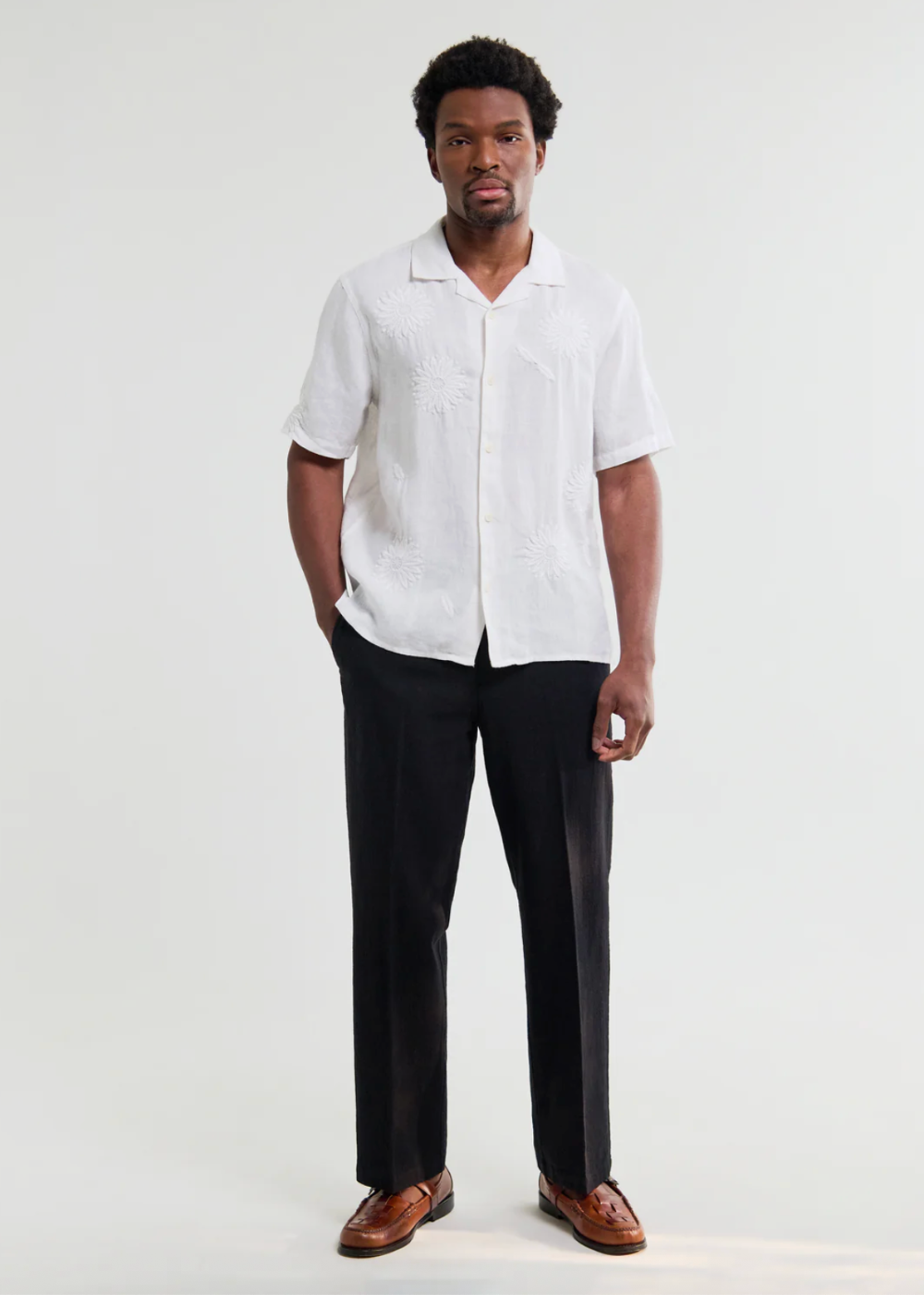 Didcot SS Shirt Chunky Flower - White - Wax London Canada - Danali