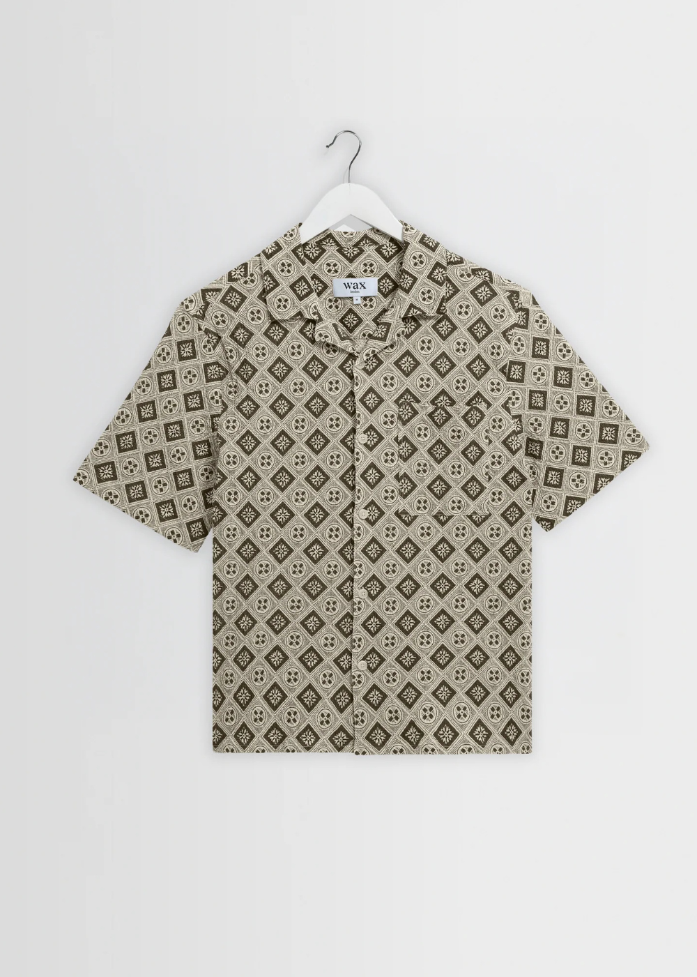 Didcot SS Shirt Cotton Tile Print - Ecru/Black - Wax London Canada - Danali