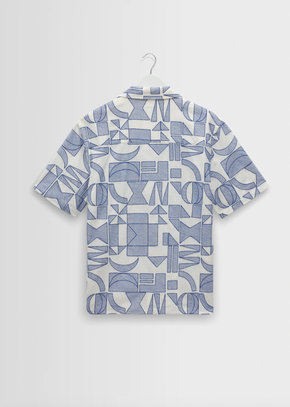 Didcot SS Shirt Geometric Shapes - Ecru/Blue - Wax London Canada - Danali