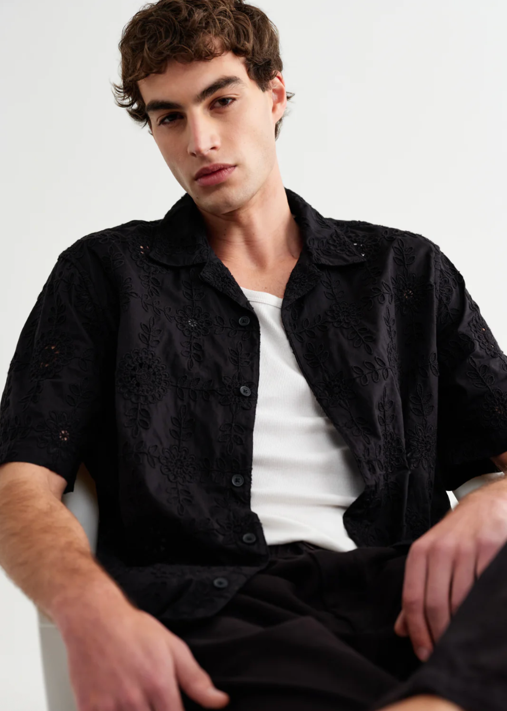 Didcot SS Shirt Heavy Corded Lace - Black - Wax London Canada - Danali