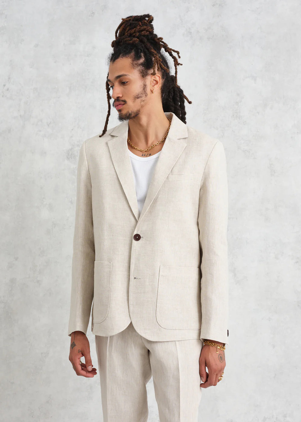 Fintry Linen Blazer - Natural - Wax London Canada - Danali