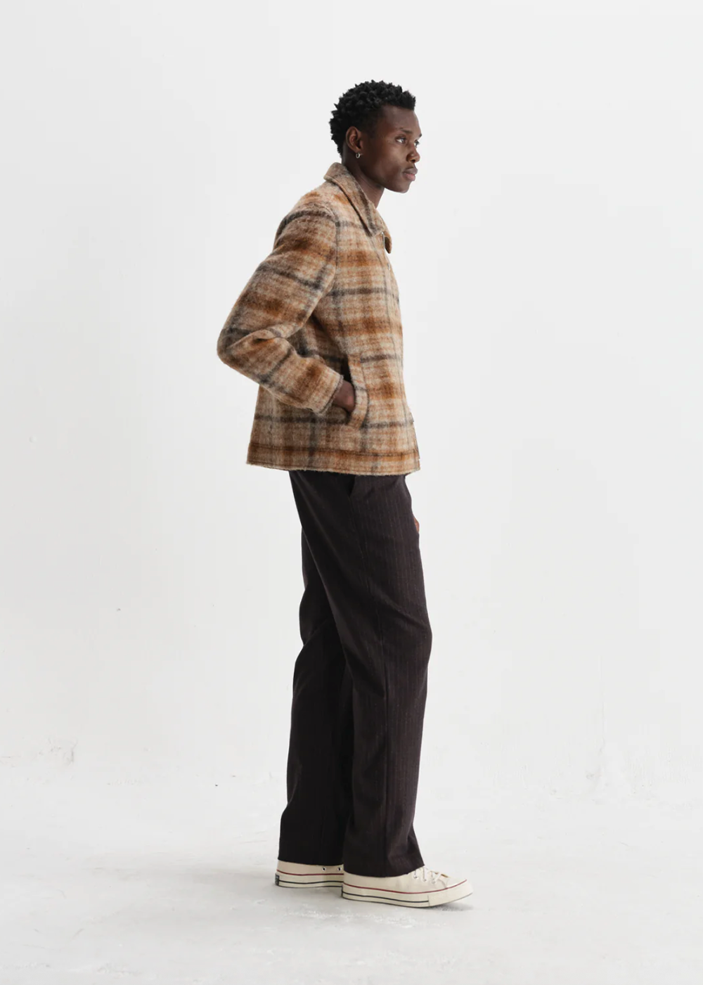 Heath Jacket Drawn Check - Natural/Tan - Wax London Canada - Danali