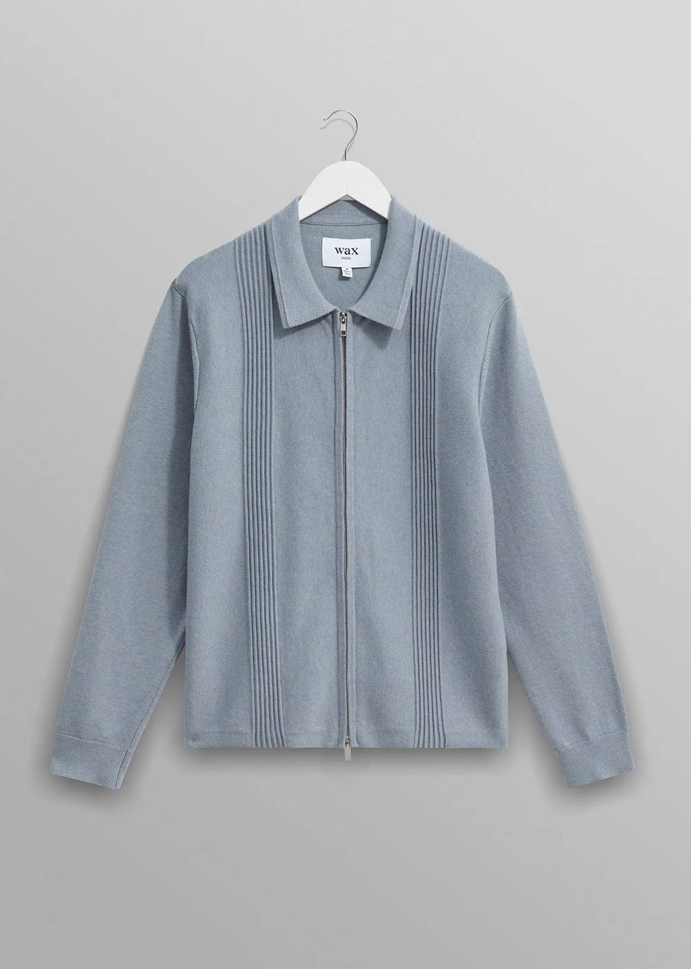Lennox Milano Ripple Stripe Zip Polo - Grey Blue - Wax London Canada - Danali