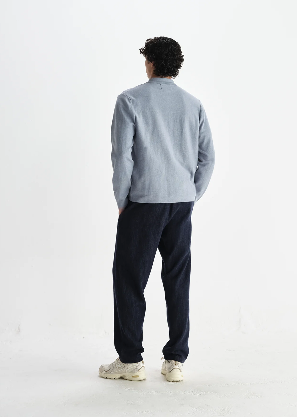 Lennox Milano Ripple Stripe Zip Polo - Grey Blue - Wax London Canada - Danali