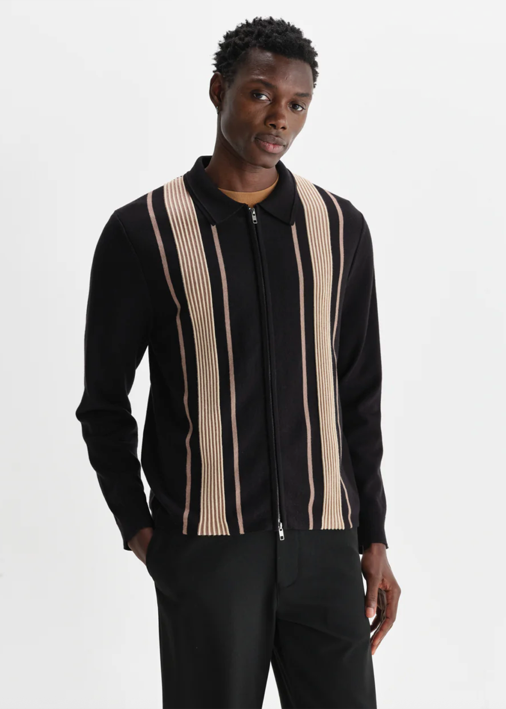 Lennox Polo Milano Multi Stripe - Black/Beige - Wax London Canada - Danali