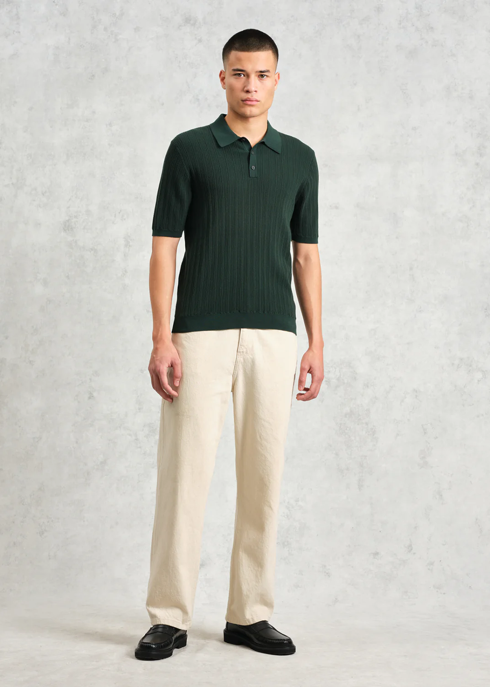 Naples Polo Vertical Knit - Green - Wax London Canada - Danali